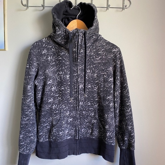 Tuff Athletics Women's Gray Patterned Full Zip Lined Hoodie Jacket Size Medium - Picture 1 of 12